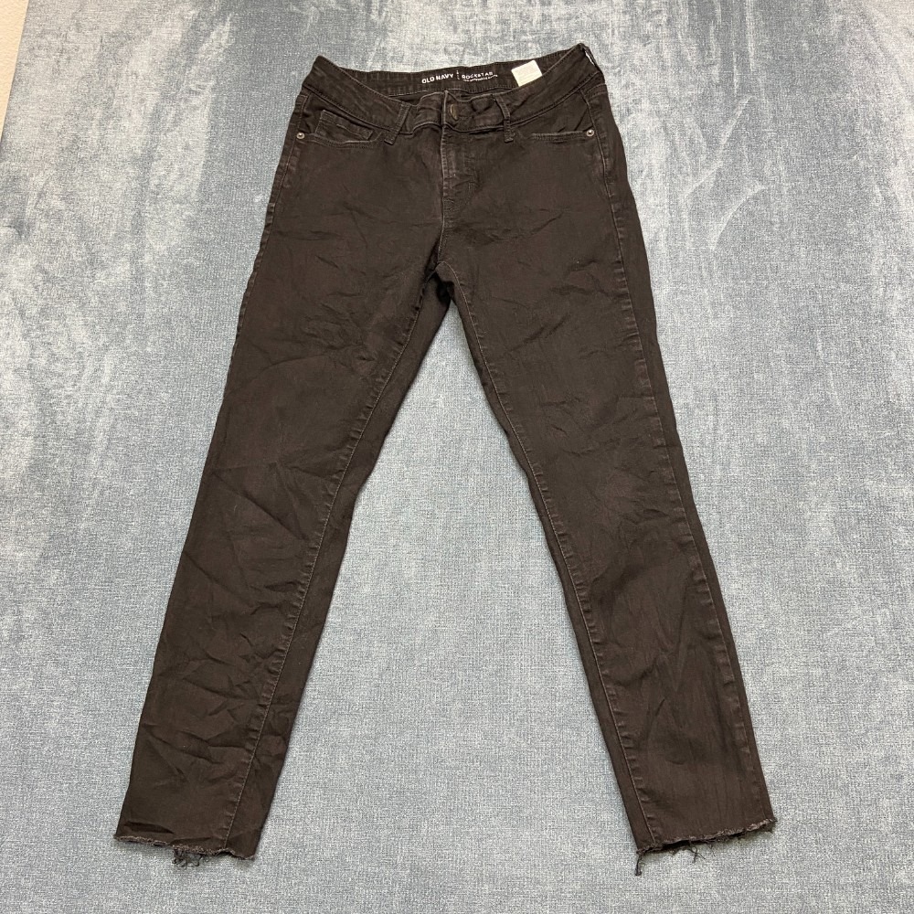 Old Navy Rockstar Jeans Womens 10 Black Denim Stretch Dark Wash Low Rise Outdoor